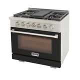 Kucht Professional 36" 5.2 cu. ft. Natural Gas Range in Black with Silver Accents - KFX360-BK