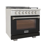 Kucht Professional 36" 5.2 cu. ft. Natural Gas Range in Black with Silver Accents - KFX360-BK