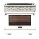 Kucht Professional 36" 5.2 cu. ft. Propane Gas Range in White with True Simmer Burners - KFX3600X/LP-W