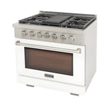 Kucht Professional 36" 5.2 cu. ft. Natural Gas Range in White with Silver Accents - KFX360-W