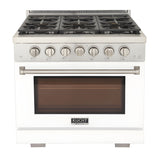 Kucht Professional 36" 5.2 cu. ft. Natural Gas Range in White with Silver Accents - KFX360-W