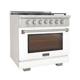 Kucht Professional 36" 5.2 cu. ft. Natural Gas Range in White with Silver Accents - KFX360-W