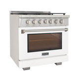 Kucht Professional 36" 5.2 cu. ft. Natural Gas Range in White with True Simmer Burners - KFX3600X-W