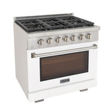 Kucht Professional 36" 5.2 cu. ft. Natural Gas Range in White with True Simmer Burners - KFX3600X-W