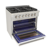Kucht Professional 36" 5.2 cu. ft. Natural Gas Range in White with Silver Accents - KFX360-W