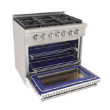 Kucht Professional 36" 5.2 cu. ft. Natural Gas Range in White with True Simmer Burners - KFX3600X-W