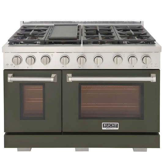 Kucht 36" Pro-Style Propane Gas Dual Fuel Range with 4 Burners in Olive Green - KDF362/LP-OG