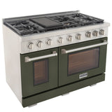 Kucht Professional 48" 6.7 cu. ft. Natural Gas Range in Olive Green with Silver Accents -  KFX480-G