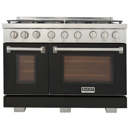 Kucht Professional 48" 6.7 cu. ft. Natural Gas Range in Black with Silver Accents - KFX480-BK