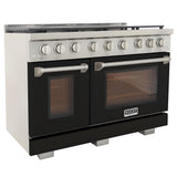 Kucht Professional 48" 6.7 cu. ft. Natural Gas Range in Black with Silver Accents - KFX480-BK