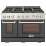 Kucht Professional 48" 6.7 cu. ft. Propane Gas Range in Cement Gray with Silver Accents - KFX480/LP-GY