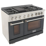 Kucht Professional 48" 6.7 cu. ft. Propane Gas Range in Cement Gray with Silver Accents - KFX480/LP-GY