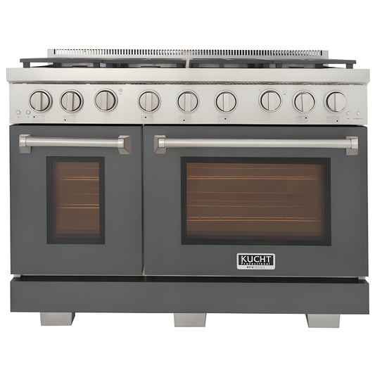 Kucht Professional 48" 6.7 cu. ft. Natural Gas Range in Cement Gray with True Simmer Burners - KFX4800X-GY