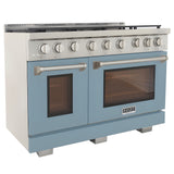 Kucht Professional 48" 6.7 cu. ft. Propane Gas Range in Light Blue with Silver Accents - KFX480/LP-LB