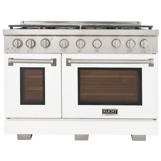 Kucht Professional 48" 6.7 cu. ft. Propane Gas Range in White with True Simmer Burners - KFX4800X/LP-W