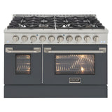 Kucht 48" Pro-Style Natural Gas Dual Fuel Range with 4 Burners in Gray - KDF482-GR
