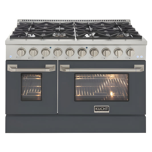 Kucht Professional 48" 6.7 cu ft. Natural Gas Range in Cement Gray with Silver Accents - KNG481-GR