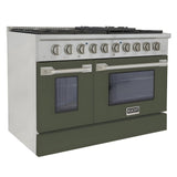 Kucht 48" Pro-Style Natural Gas Dual Fuel Range with 4 Burners in Olive Green - KDF482-OG