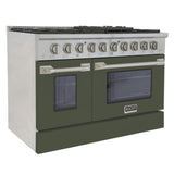 Kucht 48" Pro-Style Propane Gas Dual Fuel Range with 4 Burners in Olive Green -KDF482/LP-OG