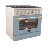 Kucht Professional 36" 5.2 cu ft. Natural Gas Range in Light Blue with Silver Accents - KNG361-LB