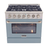 Kucht Professional 36" 5.2 cu ft. Natural Gas Range in Light Blue with Silver Accents - KNG361-LB