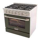 Kucht 36" Pro-Style Natural Gas Dual Fuel Range with 4 Burners in Olive Green - KDF362-OG