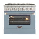 Kucht Professional 36" 5.2 cu ft. Natural Gas Range in Light Blue with Silver Accents - KNG361-LB