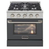 Kucht 30" Pro-Style Natural Gas Dual Fuel Range with 4 Burners in Gray - KDF302-GR