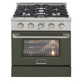 Kucht 30" Pro-Style Natural Gas Dual Fuel Range with 4 Burners in Olive Green - KDF302-OG