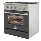 Kucht 30" Pro-Style Natural Gas Dual Fuel Range with 4 Burners in Gray - KDF302-GR