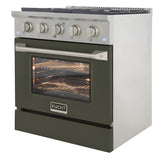 Kucht Professional 30" 4.2 cu ft. Propane Gas Range in Olive Green with Silver Accents - KNG301/LP-OG