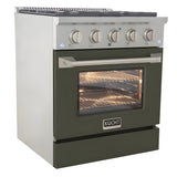 Kucht 30" Pro-Style Natural Gas Dual Fuel Range with 4 Burners in Olive Green - KDF302-OG