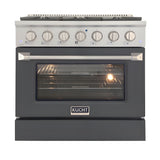 Kucht 36" Pro-Style Natural Gas Dual Fuel Range with 4 Burners in Gray - KDF362-GR