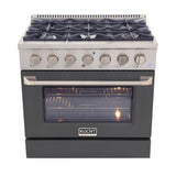 Kucht 36" Pro-Style Natural Gas Dual Fuel Range with 4 Burners in Gray - KDF362-GR