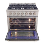 Kucht 36" Pro-Style Natural Gas Dual Fuel Range with 4 Burners in Gray - KDF362-GR