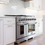 Kucht Appliance Package - 48 inch Propane Gas Range in Stainless Steel and Wall Range Hood - AP-KFX480/LP