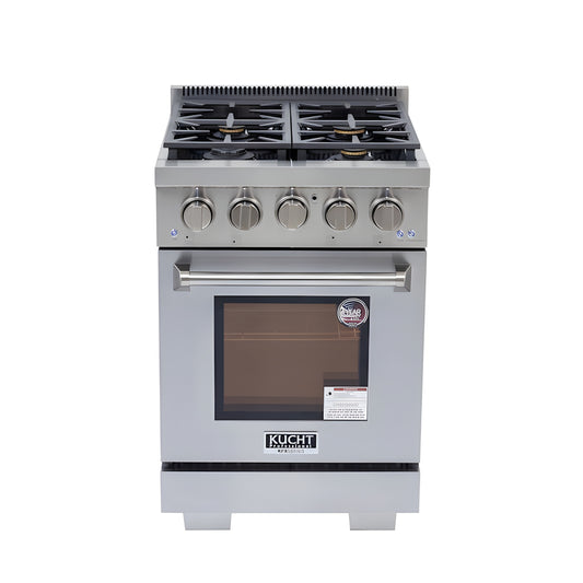Kucht Professional 24" 2.5 cu. ft. Natural Gas Range in Stainless Steel with True Simmer Burners - KFX2400X-S
