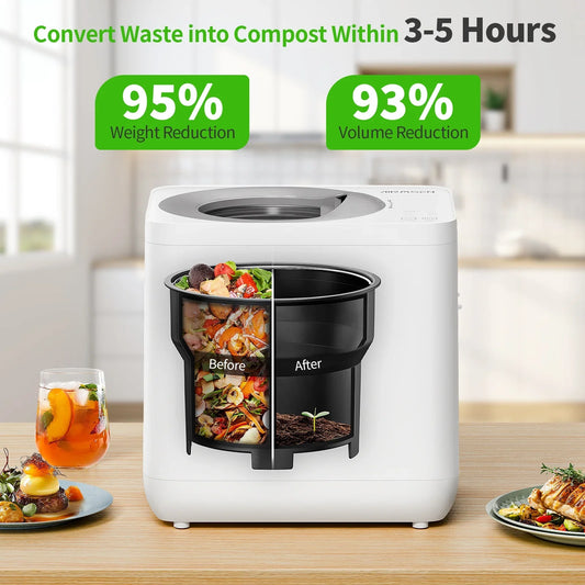 Airmsen Smart Electric Composter for Kitchen, 3.8L Indoor Compost Bin with DC Motor - E4061822988
