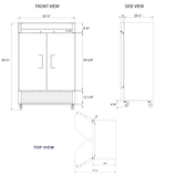 Frigos Commercial Reach in Freezer 54" Width Solid 2 Door 47 Cu Ft Frigos FG-FZ-2D with Aluminum Interior with 304 Stainless Steel Floor - FG-FZ-2D