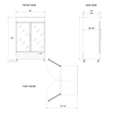 Frigos Merchandiser Refrigerator 54" Width Black Swing Glass 2 Door with LED Lighting Frigos FG-MR-2D-G with Aluminum Interior with 304 Stainless Steel Floor - FG-MR-2D-G