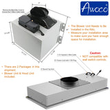 Awoco RH-IT06-R Ceiling Mount Range Hood, 14-1/2”D, 4-Speed, 800 CFM – RH-IT06-R30-COLD