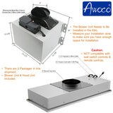 Awoco RH-IT06-M 14-1/2" Stainless Steel Range Hood, 4 Speeds, 800CFM
