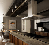 Elica - SALICE - Techne - 42" W x 27" D x 5" H, 600 CFM, Stainless & Black Glass - Island Hoods - ESL642S3