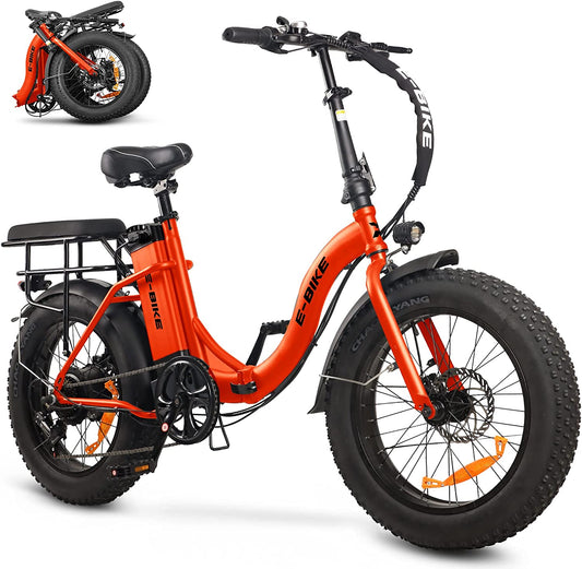 Sunpie Curved Rods 500W Electric Bike 20"x4.0 Fat Tires, Shimano 7-Speed - EG-YX02-orange