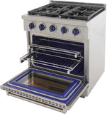 Kucht Professional 30" 4.2 cu. ft. Natural Gas Range in Stainless Steel with Blue Accents - KFX300-B