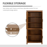 HOMCOM 64" Kitchen Pantry Cabinet, Freestanding Storage Cabinet with 4 Doors and 3 Adjustable Shelves for Dining Room, Oak - B0CGR31CKN