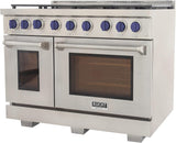 Kucht Professional 48" 6.7 cu. ft. Propane Gas Range in Stainless Steel with Blue Accents - KFX480/LP-B