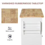 HomCom Kitchen Island on Wheels, Rolling Cart with Rubberwood Top - B08L44DQF8
