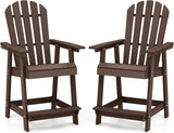 Tangkula Outdoor Bar Stool, HDPE Tall Adirondack Chair with Armrest & Footrest - NP11571GR