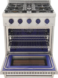 Kucht Professional 30" 4.2 cu. ft. Propane Gas Range in Stainless Steel with Blue Accents - KFX300/LP-B